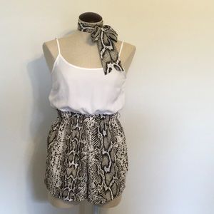 Hint of Blush Cami Top Snake Print Shorts Romper S
